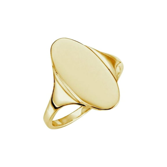 10k Yellow Gold Oval 16.4x8.5mm Brush Finished Polished Signet Ring Size 6 Ring for Women