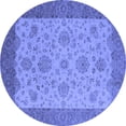 thumbnail image 1 of Ahgly Company Machine Washable Indoor Round Oriental Blue Traditional Area Rugs, 4' Round, 1 of 4