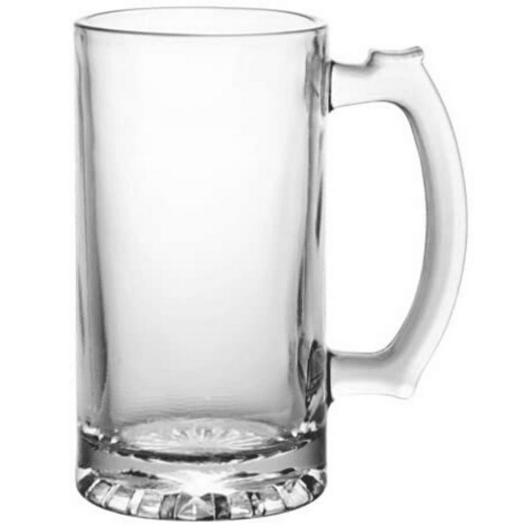 3 Tall Mugs Beer Drinking Glasses Bar Set Big Handle Clear Thick