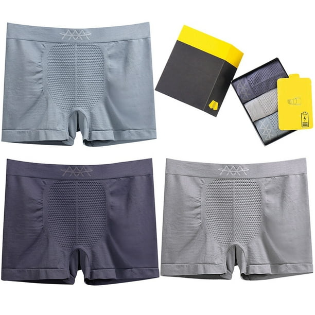 3PCS Men Seamless Underwear Breathable Absorbent Mid Waist Underwear Boxer  Brief 