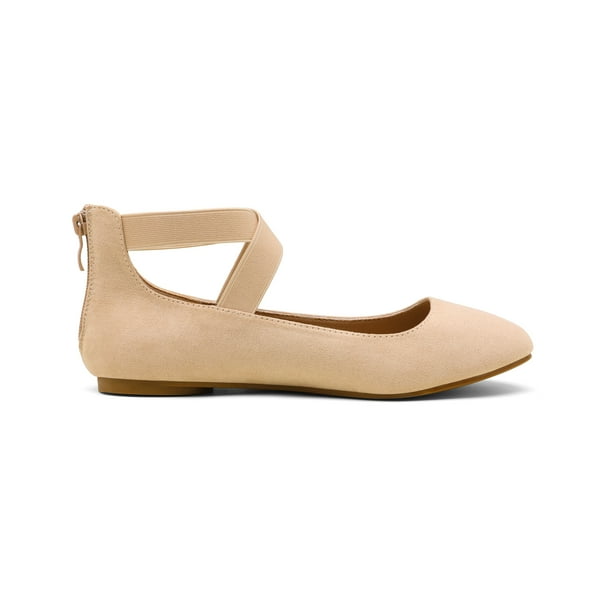BURUDANI Womens Ballet Flats Elastic Ankle Strap Mary Jane Slip On Shoes Nude Size 7.5 Walmart Business Supplies