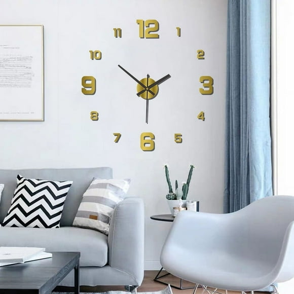 Creative Digital Glow Clock Personalized Home DIY Wall Clock No Punch Decoration Wall Sticker Clock Acrylic Wall Clock Gold 40cm