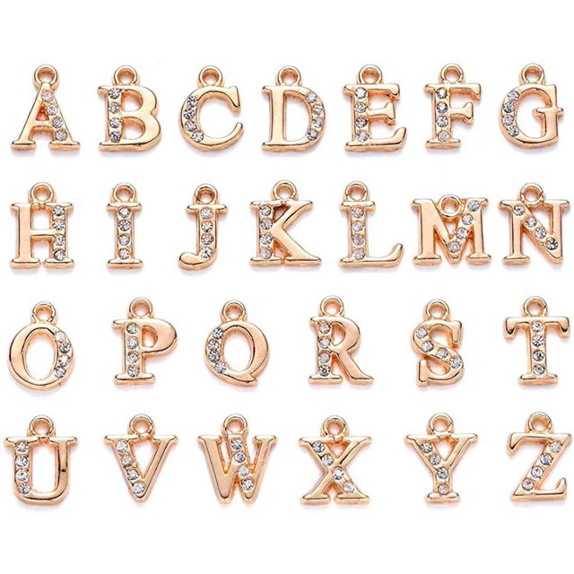 Rhinestone Letter for Crafts Slider Charms Alphabet Letter A-Z 8 mm Alloy
