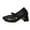 Black, variant on Women's Fashionable Casual Trendy Versatile Solid Color Round Toe Comfortable Low-Cut Buckle Heel High Heels Shoes White Size 7