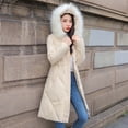 thumbnail image 5 of Uhndy Winter Jackets Coats for Women, Women Warm Long Coat Hoodies Collar Jacket Slim Winter Parkas Outwear Coats Christmas Gifts for Women, 5 of 6