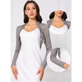 thumbnail image 2 of DARING DIVA Women's Floral Bolero Shrug Long Sleeve Sheer Cropped Lace Cardigan XL Gray, 2 of 6