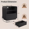 thumbnail image 3 of Hiaso 2 Drawers Nightstand with Charging Station, Small Sofa Table with Storage Open Shelf, Wooden Storage Cabinet for Living Room, Black Finish, 3 of 7