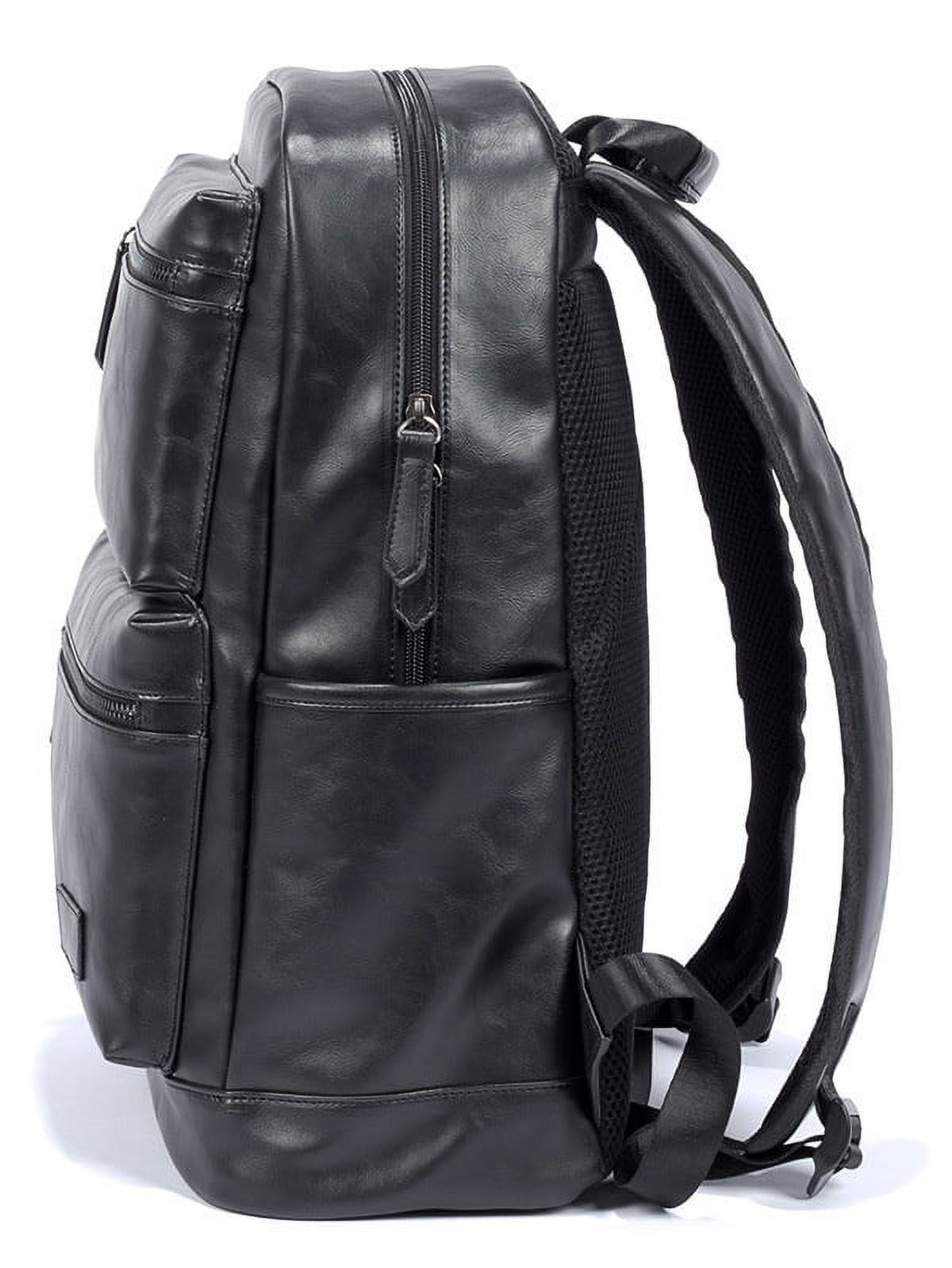 PU Leather Backpack Waterproof Travel Daypack School College Laptop Backpack College Rucksack Bookbag for Men - image 2 of 3