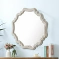 thumbnail image 4 of Rustic Scalloped White Round Mirrors for Wall Decor Living Room 15.7 Inch, Hanging Vintage Wooden Circle Vanity Mirror for Bathroom, Handmade Distressed Farmhouse Wavy Entryway Mirror, 4 of 8