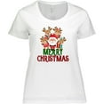 thumbnail image 3 of Inktastic Merry Christmas Santa Reindeer Women's Plus Size T-Shirt, 3 of 5