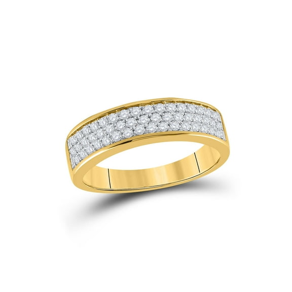 10kt Yellow Gold Womens Round Diamond Pave Band Ring 1/2 Cttw