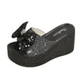 thumbnail image 2 of AXXD Thick Wedge Breathable Bow Sequin Beach Gray House Slippers For Women Christmas Size 41(US:8.5), 2 of 6