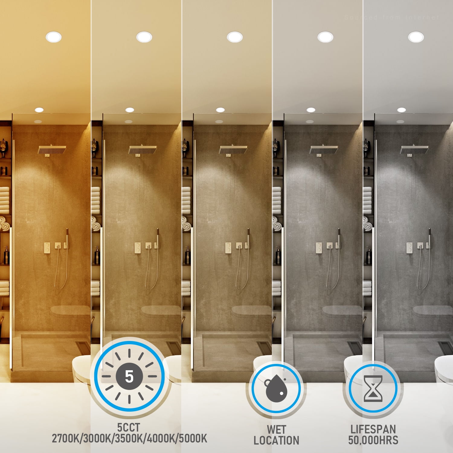 TORCHSTAR 18-Pack 6 Inch LED Recessed Lighting with Junction Box, CRI90, 5CCT Dimmable Ultra-Thin Recessed Downlight, 2700K-5000K Color Temperature Selectable, ETL and Energy Star Certified