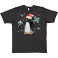 thumbnail image 3 of Inktastic Christmas Penguin in Red Santa Hat with Snowflakes T-Shirt, 3 of 5