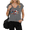 1-Gray, variant on UNISHE Women's Feeling Lucky Graphic V-Neck Short Sleeve T-Shirt White Dice Cards Retro Casino Top