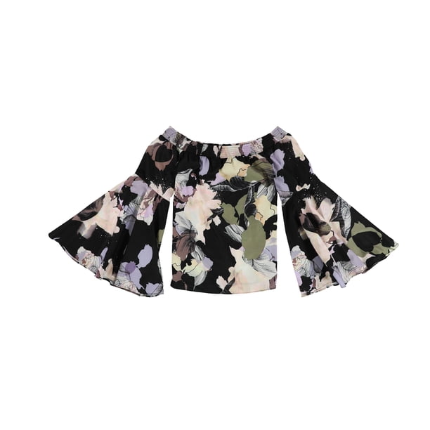 bar III Blusa de Punto Smocked para Mujer, Multicolor, XS