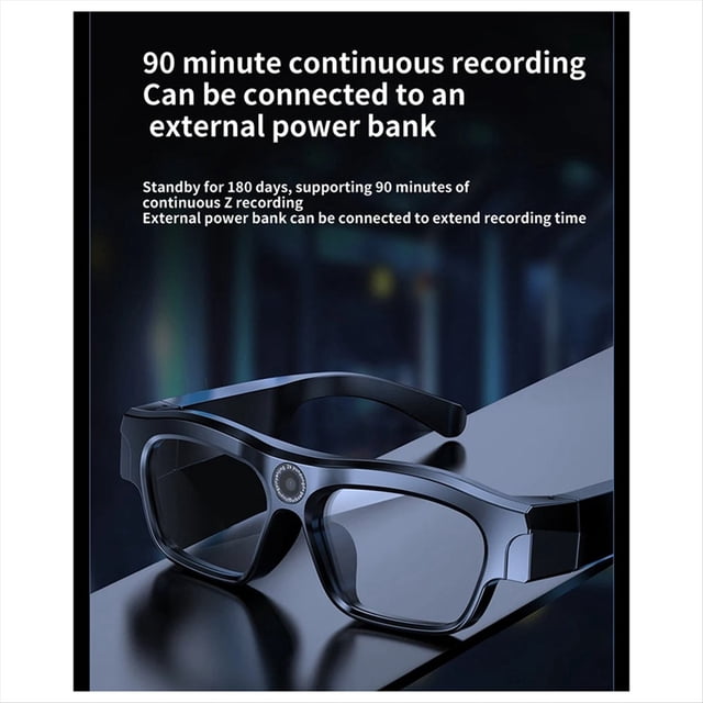 Gafas Inteligentes Bluetooth 4K Fotografía y Grabación de Vídeo Integradas con Punto de Acceso WiFi, con Tarjeta 64G