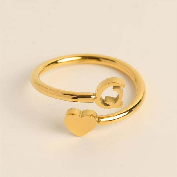 Xihbxyly Anillos de Inicial de Oro, Anillo Apilable con Letra Abierta, Joyería Ajustable con Alfabeto, Regalos Personalizados Únicos, Accesorio de Moda para Mujer, Perfecto para Mamá o Novia.