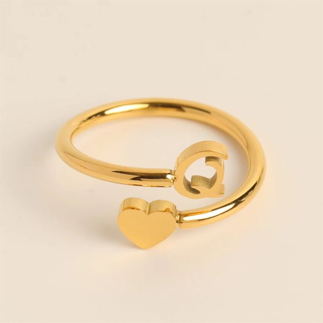 Fiudx Anillos de Inicial de Oro, Anillo Apilable con Letra Abierta, Joyería Ajustable con Alfabeto, Regalos Personalizados Únicos, Accesorio de Moda para Mujer, Perfecto para Mamá o Novia.