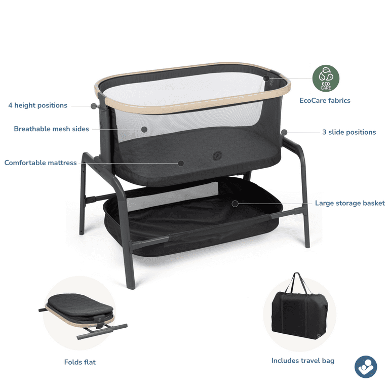 Maxi-Cosi Iora Baby Bedside Bassinet, Classic Graphite with