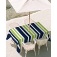 thumbnail image 3 of 60x102 Inch Outdoor Tablecloth with Umbrella Hole Zipper Rectangle Navy Blue Green Striped Rectangular Tablecloths Outside Waterproof Modern Minimalist Ombre Lines Patio Table Cover for Picnic Party, 3 of 8