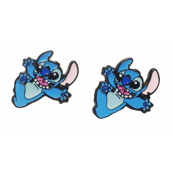 Lilo & Stitch Movie Stitch Character Enamel Stud Earrings, (Includes Gift Box)
