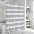 thumbnail image 5 of Polyester Fabric Grey Stripe Shower Curtain, Modern Simple Geometric White Striped Waterproof Bathtub Curtain Bathroom Decor Set with Hooks 72 x 78 Inches, 5 of 6