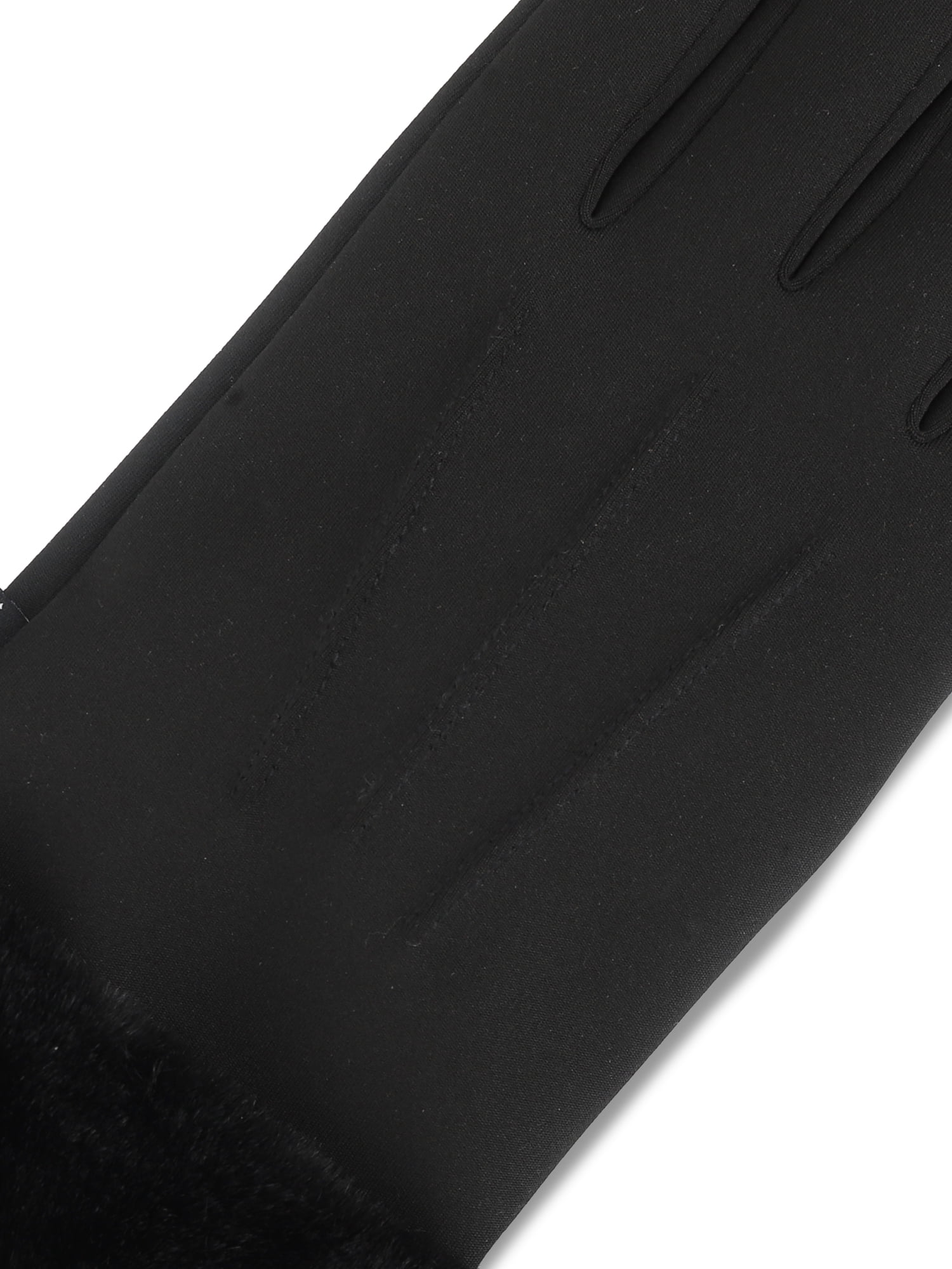 Isotoner Women's Ultraplush Spandex Gloves with Faux Fur Cuff, Black, L/XL