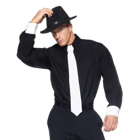 Gangster Mens Adult Plane Black Mobster Halloween Costume Shirt