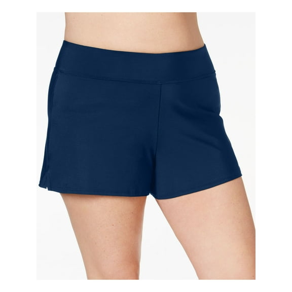 SWIM SOLUTIONS Women's Navy Stretch Thigh Minimizer Full Coverage Shorts Swimsuit Bottom 22W