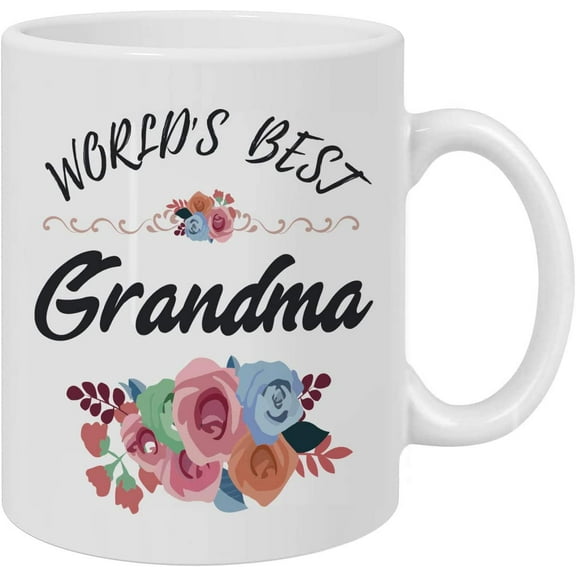 Coffee Cup Worlds Best Grandma Hot Tea Mug,World's Best Grandma Gifts Funny Grandma, Grandmother, Novelty Coffee Mug,Coffee Mug Gifts From Grandson Granddaughter,11Oz