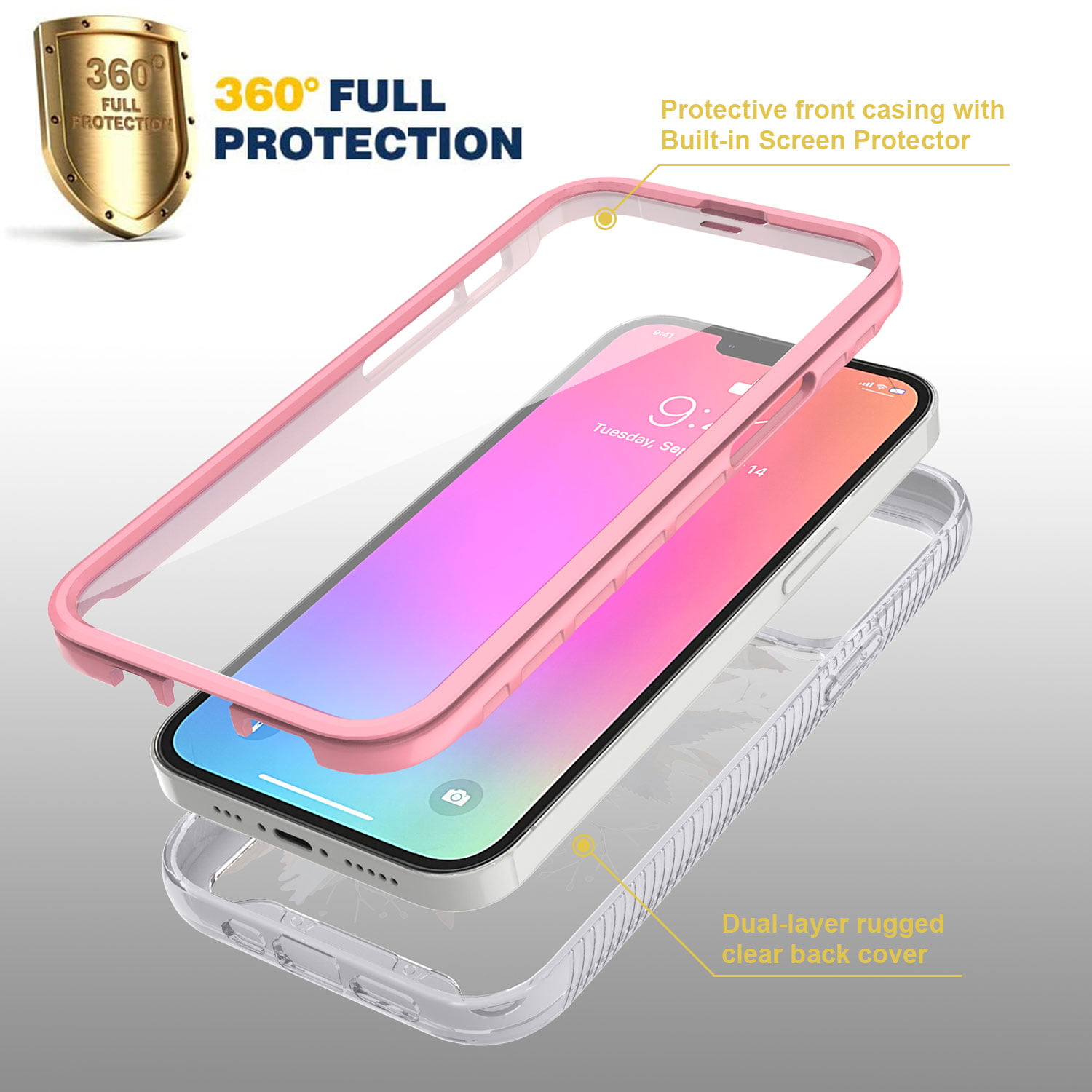 wahhle Built in screen protector phone case Plastic