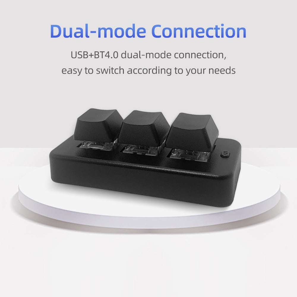 MK321BT 3-key Mini Customized Keyboard With Mechanical Blue Switch USB+BT -mode Connection For Office Game Multimedia White
