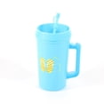 thumbnail image 1 of MAINSTAYS GOBELET EN PLASTIQUE À DOUBLE PAROI BLEU AVEC POIGNÉE ET PAILLE – 946 ML, 1 of 5