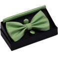 thumbnail image 2 of LAICAIW Mens Solid Color Double Fold Pre-tied Bow Tie and Pocket Square Cufflink Set with Gift Box, 2 of 6