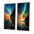 thumbnail image 3 of Designart "Magical Aurora Borealis Serene Arctic Lake III" Northern Lights Wall Art Set Of 2 - Traditional Green Canvas Set For Living Room Decor, 3 of 6