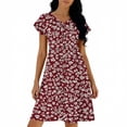 thumbnail image 4 of LNWUY Summer Dresses for Women 2026 Casual Loose Cap Sleeve Sundress Swing Button Down Floral Dress Beach Vacation Travel Outfit Red S, 4 of 5