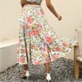 thumbnail image 4 of BJUTIR Skirts For Women Boho Line Swing Elastic Long Waist Women Pleated Skirt Dress Summer Tiered Pocket Beach Flowy A Printing Skirt, 4 of 8