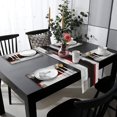 thumbnail image 3 of rouihot Cotton Linen Table Runner and Placemats Set of 6,Red Black and Grey Abstract Painting Home Table Decor for Dining Farmhouse Wedding Party Holiday Dinner,13X70 Inches C95, 3 of 3