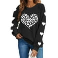 thumbnail image 2 of Fznquz Cute Valentines Sweatshirts Women Love Heart Printed Shirts Black Plus Size 2026 Loose Shirts M, 2 of 8