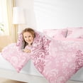 thumbnail image 3 of jejeloiu Soft Damask Twin Comforter Sets For Girls,Retro Print Bedding Set,Pink White,Pink Reversible,2 Pieces,1 Comforter and 1 Pillowcase, 3 of 7
