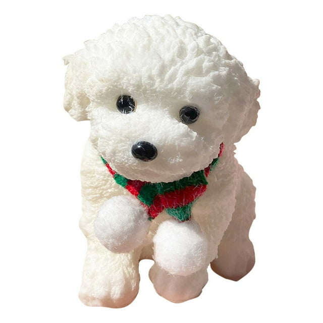 White Squeezable Animal Stress Toy Realistic Dog Design Sensory Fidget Gift For Kids Adults Anxiety Relief Hand Therapy Companion Flocking Texture