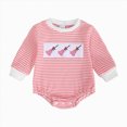 thumbnail image 4 of Staki Halloween Baby Clothes Newborn Boy Girl Waffle Knit Pumpkin Bubble Romper Sweatshirt Infant Fall Outfit 0-18M(Pink,12-18 Months), 4 of 5