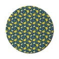 thumbnail image 1 of Fruit Mouse Pad for Computers, Repetitive Lemons and Flowers Cartoon Print, Round Non-Slip Thick Rubber Modern Gaming Mousepad, 8" Round, Petrol Blue Yellow, by Ambesonne, 1 of 2