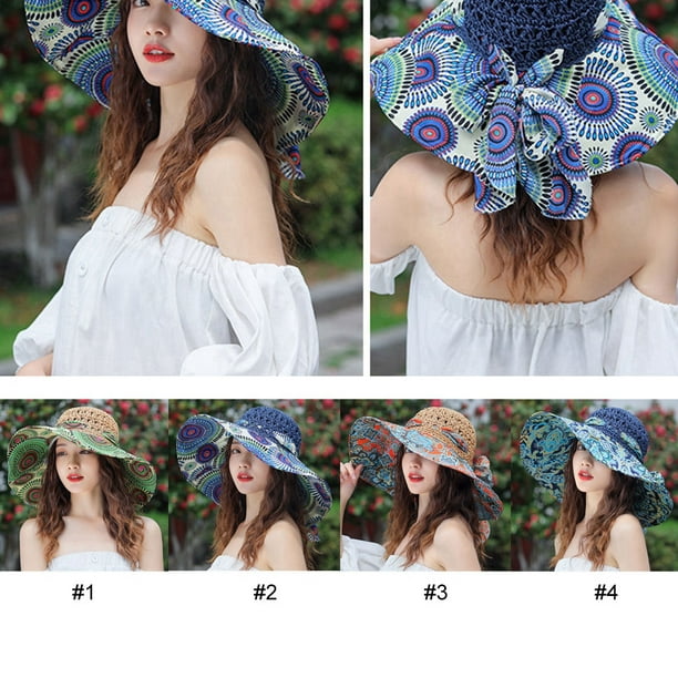 Nobrand Summer Hat Sun Protection Wide Brim Travel Hat Beach Cap Straw Hat For Women Other