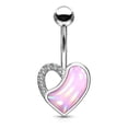 thumbnail image 4 of Belly Button Ring with Crystal Paved and Illuminating Stone Filled Heart - 14g, 4 of 8