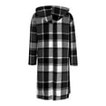 thumbnail image 5 of MELDVDIB Womens Plaid Trench Coat Checkered Hooded Shacket with Pockets Fashion Casual Oversized Fall Winter Cardigan Outerwear Black S, 5 of 6