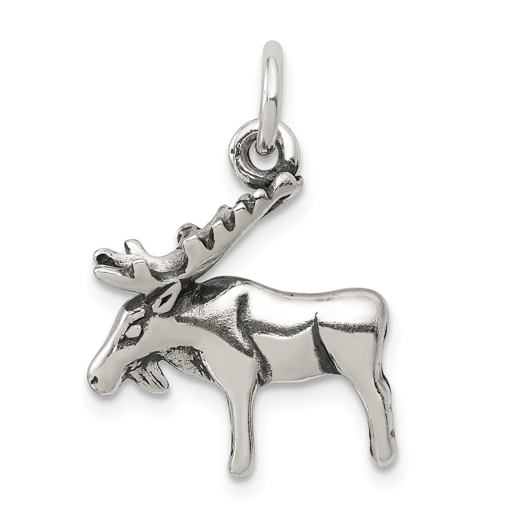 .925 Sterling Silver Antiqued Dog Charm Pendant