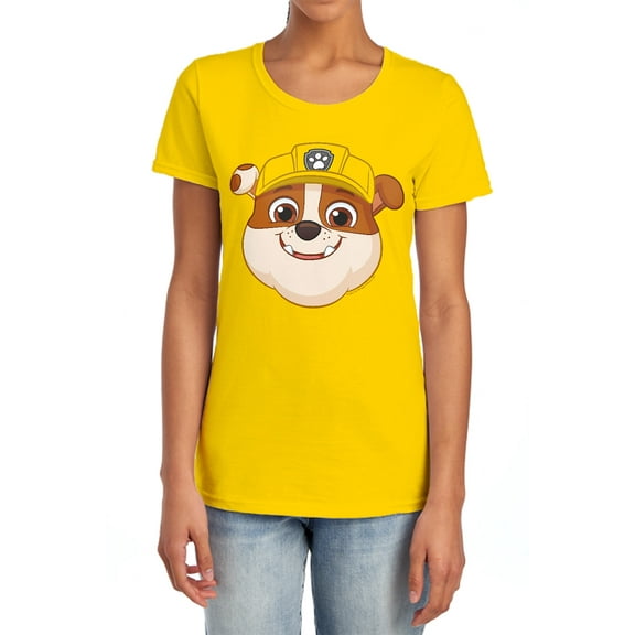 Paw Patrol Rubble Grin Women's T Shirt (Large) Yellow