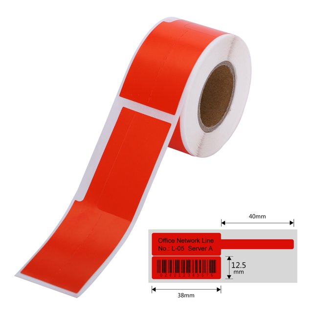 Tignapoo Cable Label Stickers for DP23 Series Printers - 100 Sheets of Red Thermal Synthetic Paper (25*38mm + 40mm) - Perfect for Organizing Cables and Wires